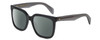 Profile View of Rag&Bone RNB1018/S Designer Polarized Sunglasses with Custom Cut Smoke Grey Lenses in Gloss Black Grey Crystal Ladies Square Full Rim Acetate 56 mm