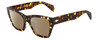 Profile View of Rag&Bone RNB1046/G/S Designer Polarized Sunglasses with Custom Cut Amber Brown Lenses in Gloss Tortoise Havana Brown Amber Gold Ladies Cat Eye Full Rim Acetate 54 mm