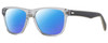 Profile View of Rag&Bone RNB5031/G/S Designer Polarized Reading Sunglasses with Custom Cut Powered Blue Mirror Lenses in Light Blue Crystal Black Slate Grey Gold Unisex Square Full Rim Acetate 56 mm