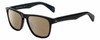 Profile View of Rag&Bone RNB5031/G/S Designer Polarized Reading Sunglasses with Custom Cut Powered Amber Brown Lenses in Gloss Black Iron Grey Unisex Square Full Rim Acetate 56 mm