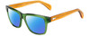 Profile View of Rag&Bone RNB5041/S Designer Polarized Sunglasses with Custom Cut Blue Mirror Lenses in Pine Green Burnt Orange Crystal Unisex Cat Eye Full Rim Acetate 54 mm