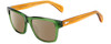 Profile View of Rag&Bone RNB5041/S Designer Polarized Sunglasses with Custom Cut Amber Brown Lenses in Pine Green Burnt Orange Crystal Unisex Cat Eye Full Rim Acetate 54 mm