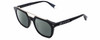 Profile View of Philipp Plein SPP001M Designer Polarized Sunglasses with Custom Cut Smoke Grey Lenses in Gloss Black Silver Unisex Square Full Rim Acetate 51 mm