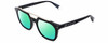 Profile View of Philipp Plein SPP001M Designer Polarized Reading Sunglasses with Custom Cut Powered Green Mirror Lenses in Gloss Black Silver Unisex Square Full Rim Acetate 51 mm