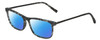Profile View of Chopard VCH285 Designer Polarized Sunglasses with Custom Cut Blue Mirror Lenses in Matte Grey Tortoise Havana Crystal Black Gunmetal Unisex Rectangular Full Rim Acetate 52 mm