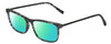 Profile View of Chopard VCH285 Designer Polarized Reading Sunglasses with Custom Cut Powered Green Mirror Lenses in Matte Grey Tortoise Havana Crystal Black Gunmetal Unisex Rectangular Full Rim Acetate 52 mm