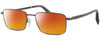 Profile View of Chopard VCHF28 Designer Polarized Sunglasses with Custom Cut Red Mirror Lenses in Shiny Gunmetal Grey Black Mens Rectangular Full Rim Metal 53 mm