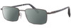 Profile View of Chopard VCHF28 Designer Polarized Sunglasses with Custom Cut Smoke Grey Lenses in Shiny Gunmetal Grey Black Mens Rectangular Full Rim Metal 53 mm