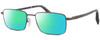 Profile View of Chopard VCHF28 Designer Polarized Reading Sunglasses with Custom Cut Powered Green Mirror Lenses in Shiny Gunmetal Grey Black Mens Rectangular Full Rim Metal 53 mm