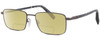 Profile View of Chopard VCHF28 Designer Polarized Reading Sunglasses with Custom Cut Powered Sun Flower Yellow Lenses in Shiny Gunmetal Grey Black Mens Rectangular Full Rim Metal 53 mm