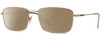 Profile View of John Varvatos V184 Designer Polarized Sunglasses with Custom Cut Amber Brown Lenses in Shiny Gold Matte Black Unisex Rectangular Full Rim Metal 54 mm