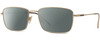 Profile View of John Varvatos V184 Designer Polarized Sunglasses with Custom Cut Smoke Grey Lenses in Shiny Gold Matte Black Unisex Rectangular Full Rim Metal 54 mm