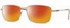 Profile View of John Varvatos V184 Designer Polarized Sunglasses with Custom Cut Red Mirror Lenses in Shiny Gold Matte Black Unisex Rectangular Full Rim Metal 54 mm