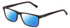 Profile View of John Varvatos V404 Designer Polarized Sunglasses with Custom Cut Blue Mirror Lenses in Gloss Dark Brown Demi Tortoise Havana Gunmetal Unisex Rectangular Full Rim Acetate 56 mm