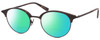 Profile View of John Varvatos V407 Designer Polarized Reading Sunglasses with Custom Cut Powered Green Mirror Lenses in Dark Brown Tortoise Havana Black Unisex Panthos Full Rim Metal 50 mm