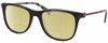 Profile View of John Varvatos V418 Designer Polarized Reading Sunglasses with Custom Cut Powered Sun Flower Yellow Lenses in Gloss Black Gunmetal Skull Accents Clear Unisex Panthos Full Rim Acetate 52 mm