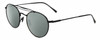 Profile View of John Varvatos V547 Designer Polarized Reading Sunglasses with Custom Cut Powered Smoke Grey Lenses in Matte Black Unisex Pilot Full Rim Metal 52 mm