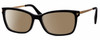 Profile View of Police VPLA87 Designer Polarized Sunglasses with Custom Cut Amber Brown Lenses in Gloss Black Gold Ladies Cat Eye Full Rim Metal 53 mm