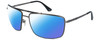 Profile View of Police SPL965 Designer Polarized Sunglasses with Custom Cut Blue Mirror Lenses in Dark Gunmetal Matte Black Unisex Pilot Full Rim Metal 63 mm