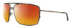 Profile View of Police SPL965 Designer Polarized Sunglasses with Custom Cut Red Mirror Lenses in Shiny Gunmetal Matte Brown Tortoise Havana Unisex Pilot Full Rim Metal 63 mm