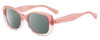 Profile View of Kate Spade CITIANI/G/S 35J Designer Polarized Sunglasses with Custom Cut Smoke Grey Lenses in Blush Pink Crystal Ladies Butterfly Full Rim Acetate 53 mm