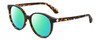 Profile View of Kate Spade ELIZA/F/S 086 Designer Polarized Reading Sunglasses with Custom Cut Powered Green Mirror Lenses in Dark Brown Tortoise Havana Amber Gold Ladies Round Full Rim Acetate 55 mm