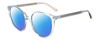 Profile View of Kate Spade KIMBERLYN/G/S PJP Designer Polarized Sunglasses with Custom Cut Blue Mirror Lenses in Sky Blue Crystal Ladies Round Full Rim Acetate 56 mm