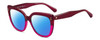 Profile View of Kate Spade KIYANNA/S LHF Designer Polarized Sunglasses with Custom Cut Blue Mirror Lenses in Burgundy Red Crystal Ladies Cat Eye Full Rim Acetate 55 mm