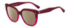 Profile View of Kate Spade KIYANNA/S LHF Designer Polarized Sunglasses with Custom Cut Amber Brown Lenses in Burgundy Red Crystal Ladies Cat Eye Full Rim Acetate 55 mm