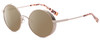 Profile View of Elton John HIPPIE Designer Polarized Sunglasses with Custom Cut Amber Brown Lenses in Silver White Pink Mosaic Pattern Unisex Round Full Rim Stainless Steel 54 mm