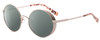 Profile View of Elton John HIPPIE Designer Polarized Sunglasses with Custom Cut Smoke Grey Lenses in Silver White Pink Mosaic Pattern Unisex Round Full Rim Stainless Steel 54 mm