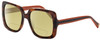 Profile View of Elton John SUPERSTAR Designer Polarized Reading Sunglasses with Custom Cut Powered Sun Flower Yellow Lenses in Tortoise Havana Brown Orange Black Stripe Ladies Square Full Rim Acetate 55 mm