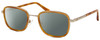 Profile View of Elton John TRIO Designer Polarized Sunglasses with Custom Cut Smoke Grey Lenses in Amber Brown Crystal Gold Unisex Oval Full Rim Acetate 51 mm