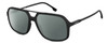 Profile View of Carrera 229-S-0807 Designer Polarized Reading Sunglasses with Custom Cut Powered Smoke Grey Lenses in Matte Black Gunmetal Unisex Square Full Rim Acetate 59 mm