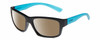 Profile View of Bolle HOLMAN Designer Polarized Sunglasses with Custom Cut Amber Brown Lenses in Matte Black Sapphire Blue Crystal Unisex Rectangular Full Rim Acetate 58 mm