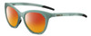 Profile View of Bolle PRIZE Designer Polarized Sunglasses with Custom Cut Red Mirror Lenses in Matte Frost Green Grey Crystal Ladies Cat Eye Full Rim Acetate 51 mm