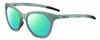 Profile View of Bolle PRIZE Designer Polarized Reading Sunglasses with Custom Cut Powered Green Mirror Lenses in Matte Frost Green Grey Crystal Ladies Cat Eye Full Rim Acetate 51 mm