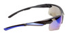 Side View of Calabria Half Volley Unisex Men's Womens POLARIZED Pickleball Sunglasses Glasses in Matte Black Metallic Blue Frame with Blue Mirror Lens