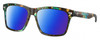 Profile View of Costa Del Mar Aransas Designer Polarized Reading Sunglasses with Custom Cut Powered Blue Mirror Lenses in Shiny Ocean Blue Green Brown Tortoise Havana Unisex Square Full Rim Acetate 58 mm