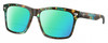 Profile View of Costa Del Mar Aransas Designer Polarized Reading Sunglasses with Custom Cut Powered Green Mirror Lenses in Shiny Ocean Blue Green Brown Tortoise Havana Unisex Square Full Rim Acetate 58 mm