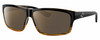 Profile View of Costa Del Mar Cut Designer Polarized Reading Sunglasses with Custom Cut Powered Amber Brown Lenses in Gloss Black Orange Crystal Brown Stripes Coconut Fade Unisex Rectangular Full Rim Acetate 60 mm