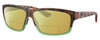 Profile View of Costa Del Mar Cut Designer Polarized Reading Sunglasses with Custom Cut Powered Sun Flower Yellow Lenses in Matte Brown Tortoise Havana Green Tortuga Fade Unisex Rectangular Full Rim Acetate 60 mm