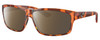 Profile View of Costa Del Mar Cut Designer Polarized Sunglasses with Custom Cut Amber Brown Lenses in Honey Amber Red Tortoise Havana Crystal Unisex Rectangular Full Rim Acetate 60 mm