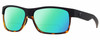 Profile View of Costa Del Mar Half Moon Designer Polarized Reading Sunglasses with Custom Cut Powered Green Mirror Lenses in Matte Black Shiny Tortoise Havana Unisex Rectangular Full Rim Acetate 60 mm