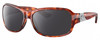 Profile View of Costa Del Mar Inlet Designer Polarized Sunglasses with Custom Cut Smoke Grey Lenses in Amber Brown Tortoise Havana Silver Ladies Oval Full Rim Acetate 58 mm