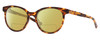 Profile View of Costa Del Mar Isla Designer Polarized Reading Sunglasses with Custom Cut Powered Sun Flower Yellow Lenses in Shiny Amber Brown Tortoise Havana Gold Ladies Panthos Full Rim Acetate 54 mm