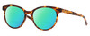 Profile View of Costa Del Mar Isla Designer Polarized Reading Sunglasses with Custom Cut Powered Green Mirror Lenses in Shiny Amber Brown Tortoise Havana Gold Ladies Panthos Full Rim Acetate 54 mm