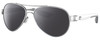 Profile View of Costa Del Mar Loreto Designer Polarized Sunglasses with Custom Cut Smoke Grey Lenses in Palladium Silver White Grey Ladies Pilot Full Rim Metal 56 mm