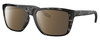 Profile View of Costa Del Mar Mainsail Designer Polarized Sunglasses with Custom Cut Amber Brown Lenses in Matte Gray Tiger Shark Unisex Rectangular Full Rim Acetate 55 mm