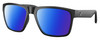 Profile View of Costa Del Mar Paunch XL Designer Polarized Sunglasses with Custom Cut Blue Mirror Lenses in Matte Black Unisex Square Full Rim Acetate 59 mm